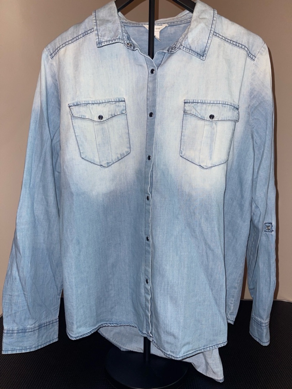 Light Blue Denim Shirt - Women's Casual Button-Up XL